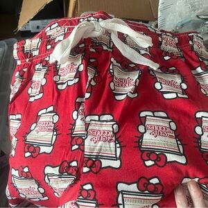 Hello Kitty Cup Noodles Red Pajama Bottoms NEW